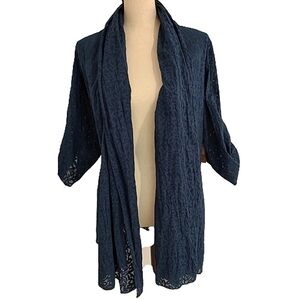 Coldwater Creek Cardigan Blue Burnout Roll-Tab Sleeves Size M NWT